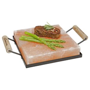 chef cooking salt hot plate metal holder 8" x 4" x 2"